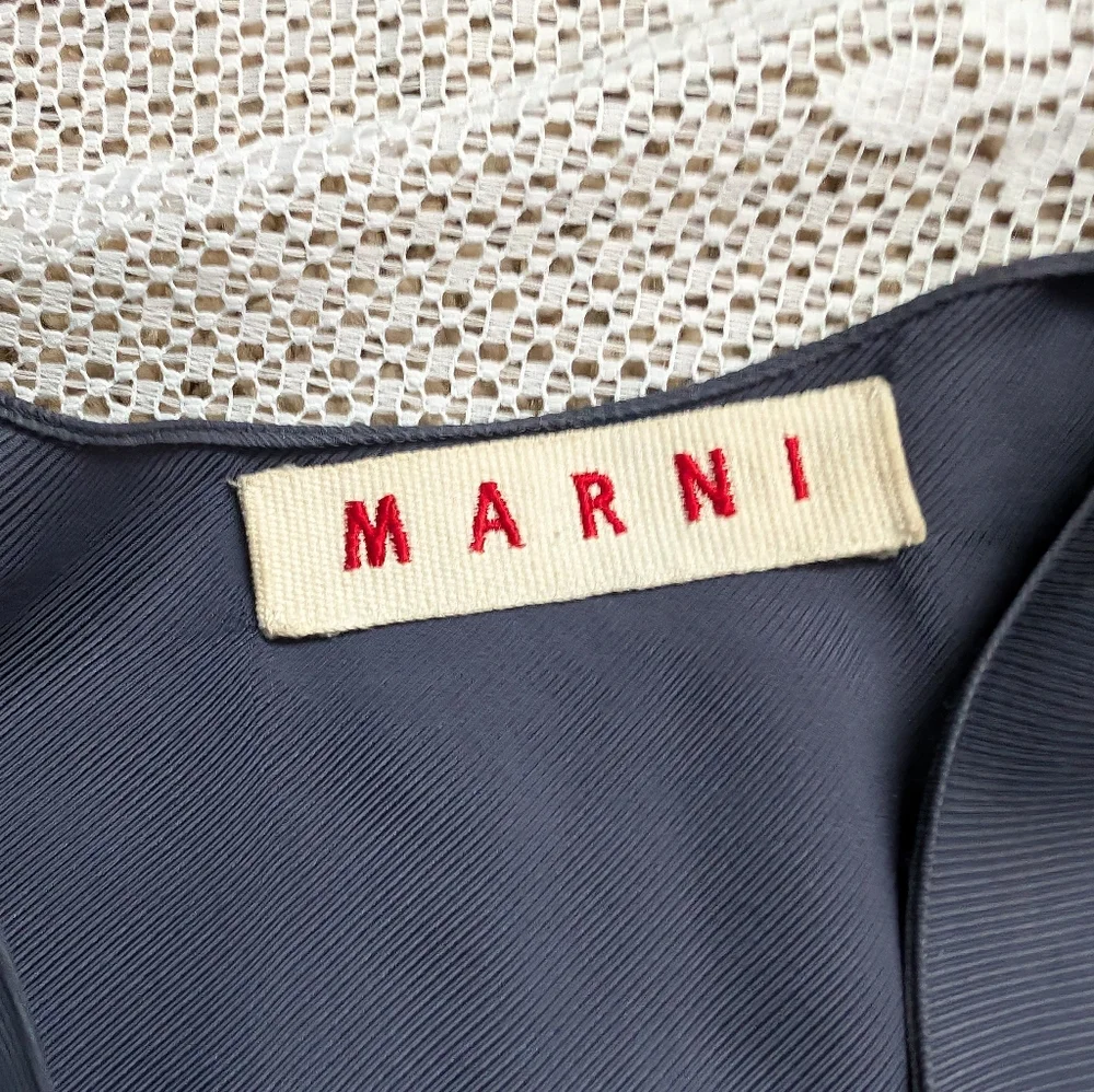 Vintage Marni Silk-Blend Midi Dress | Knotted Front, Asymmetrical Hem - Picture 8 of 9